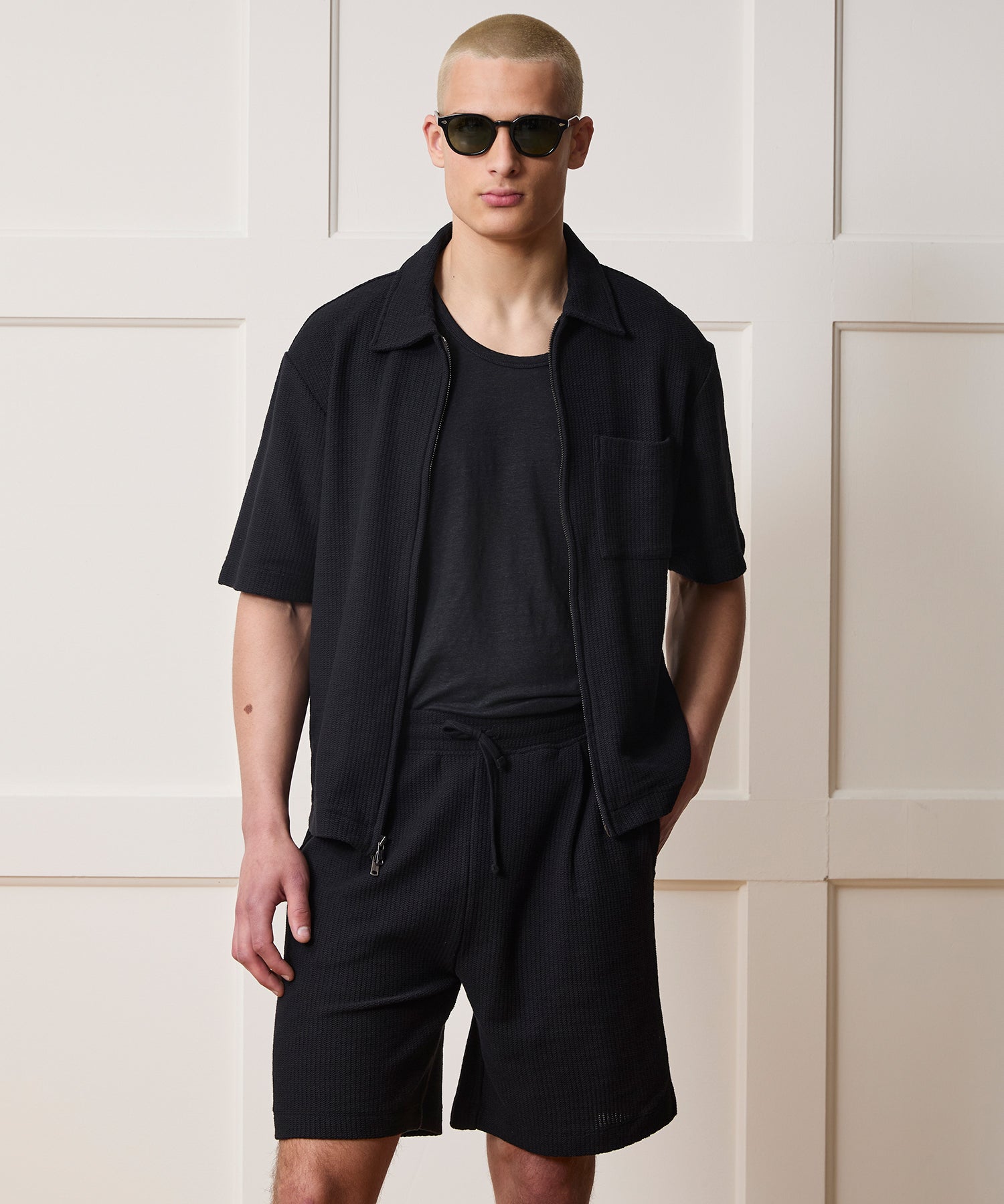 Todd Snyder Reef Zip-Up Polo in Black Black