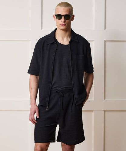 Todd Snyder Reef Zip-Up Polo in Black Black