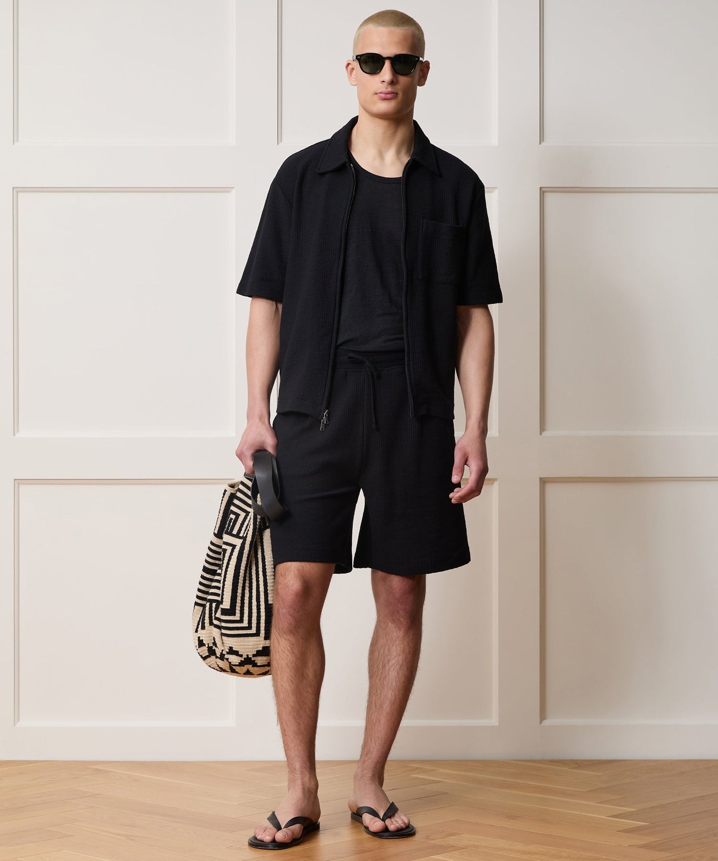 Todd Snyder Reef Zip-Up Polo in Black Black
