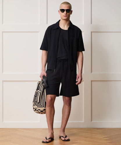 Todd Snyder Reef Zip-Up Polo in Black Black