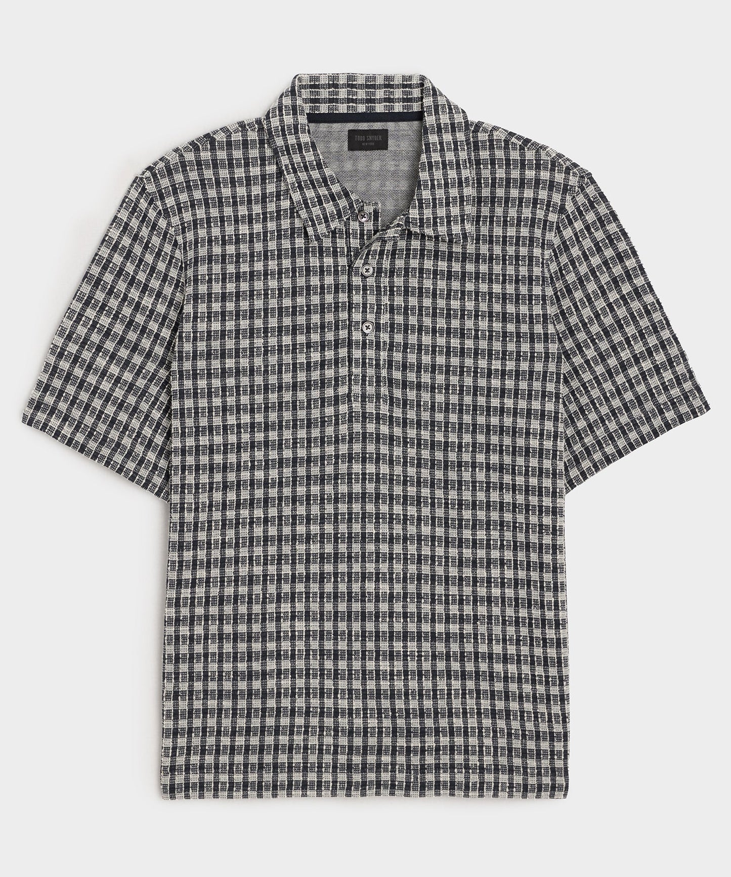 Todd Snyder Portuguese Bouclé Polo in Navy Pattern Blacktop