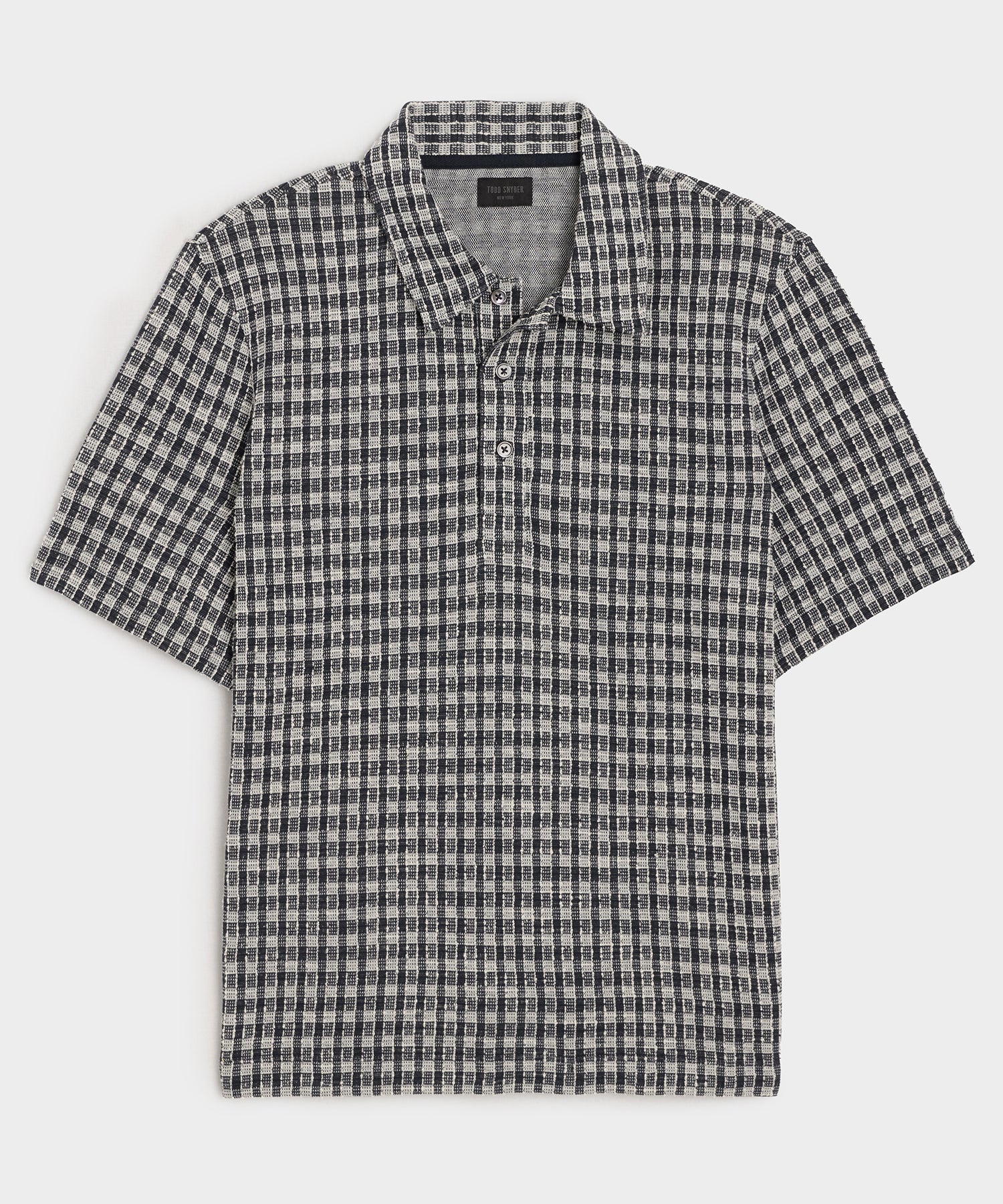 Todd Snyder Portuguese Bouclé Polo in Navy Pattern Blacktop