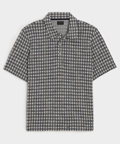 Todd Snyder Portuguese Bouclé Polo in Navy Pattern Blacktop