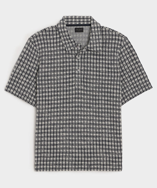 Todd Snyder Portuguese Bouclé Polo in Navy Pattern Blacktop