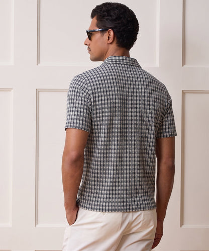 Todd Snyder Portuguese Bouclé Polo in Navy Pattern Blacktop