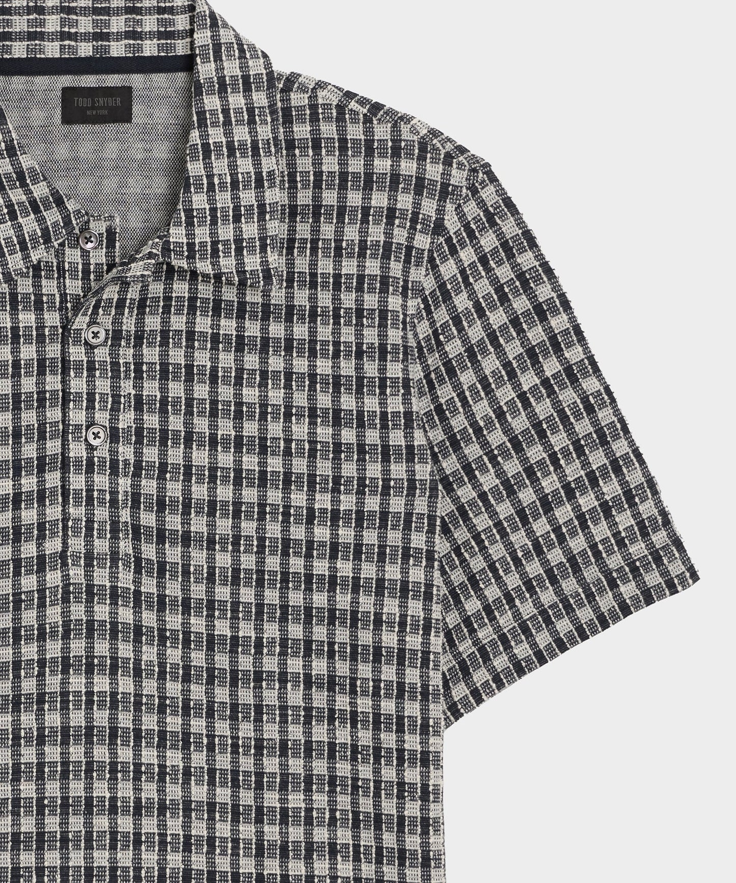 Todd Snyder Portuguese Bouclé Polo in Navy Pattern Blacktop
