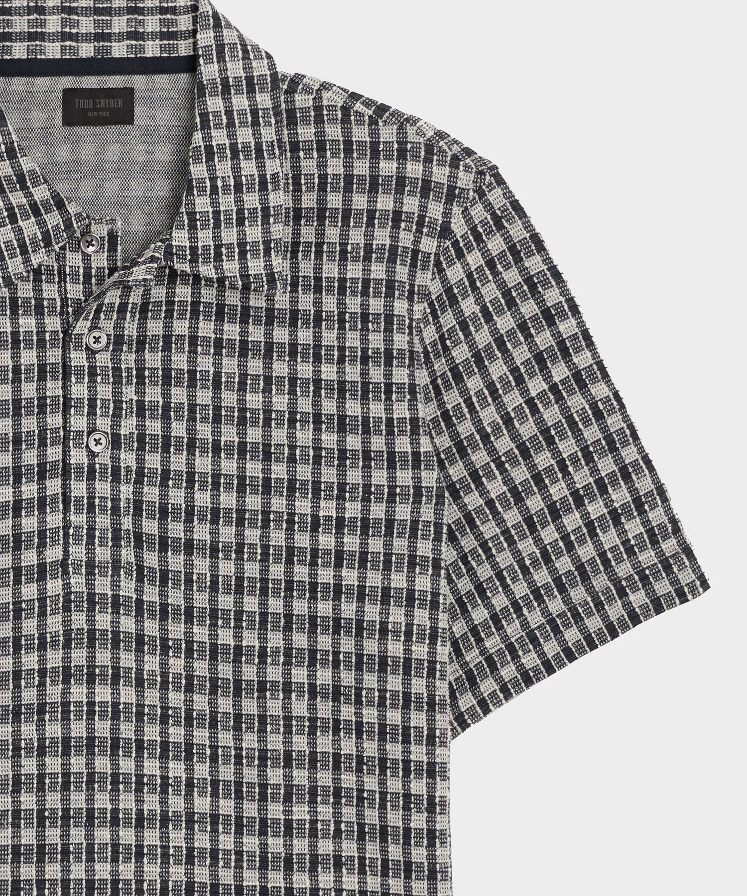 Todd Snyder Portuguese Bouclé Polo in Navy Pattern Blacktop