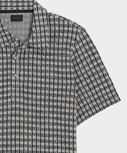 Todd Snyder Portuguese Bouclé Polo in Navy Pattern Blacktop