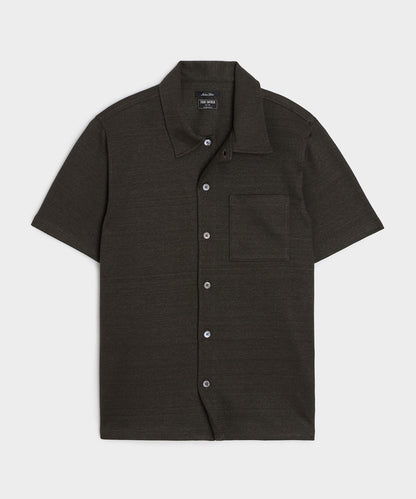 Todd Snyder Italian Linen-Cotton Knit Shirt in Espresso Bean Espresso Bean