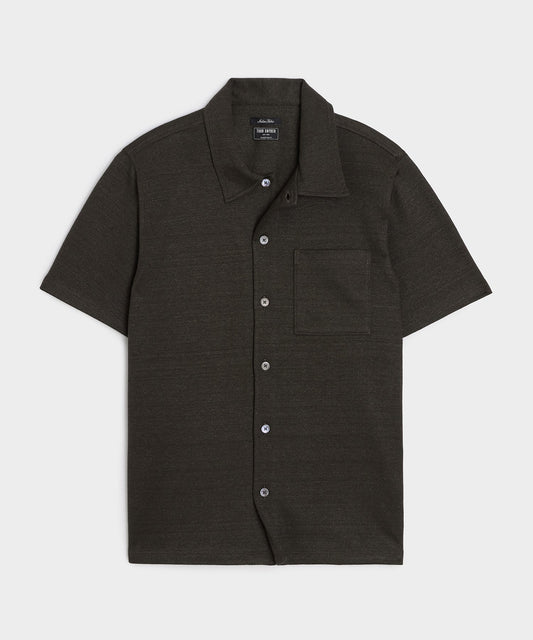 Todd Snyder Italian Linen-Cotton Knit Shirt in Espresso Bean Espresso Bean