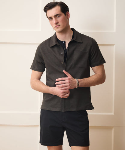 Todd Snyder Italian Linen-Cotton Knit Shirt in Espresso Bean Espresso Bean