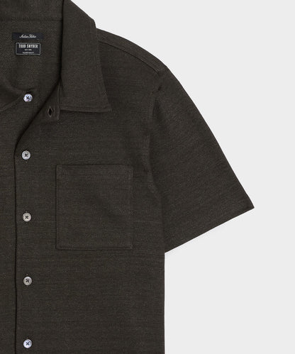 Todd Snyder Italian Linen-Cotton Knit Shirt in Espresso Bean Espresso Bean