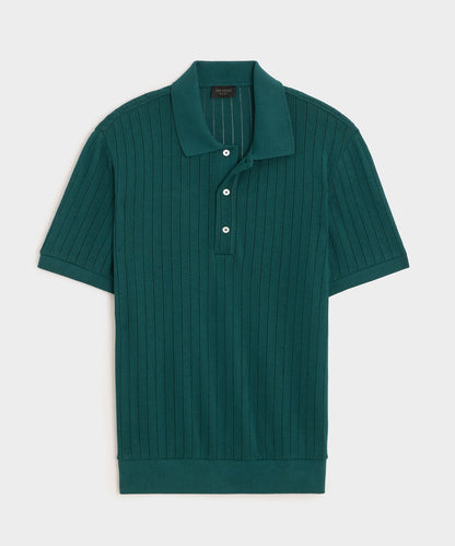 Todd Snyder Hemingway Polo in Teal Noir Teal Noir