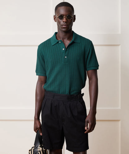 Todd Snyder Hemingway Polo in Teal Noir Teal Noir