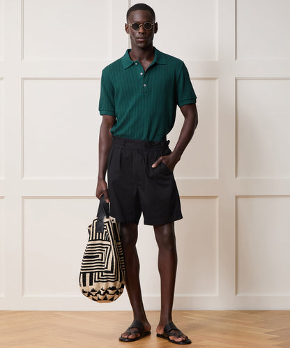 Todd Snyder Hemingway Polo in Teal Noir Teal Noir