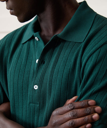 Todd Snyder Hemingway Polo in Teal Noir Teal Noir