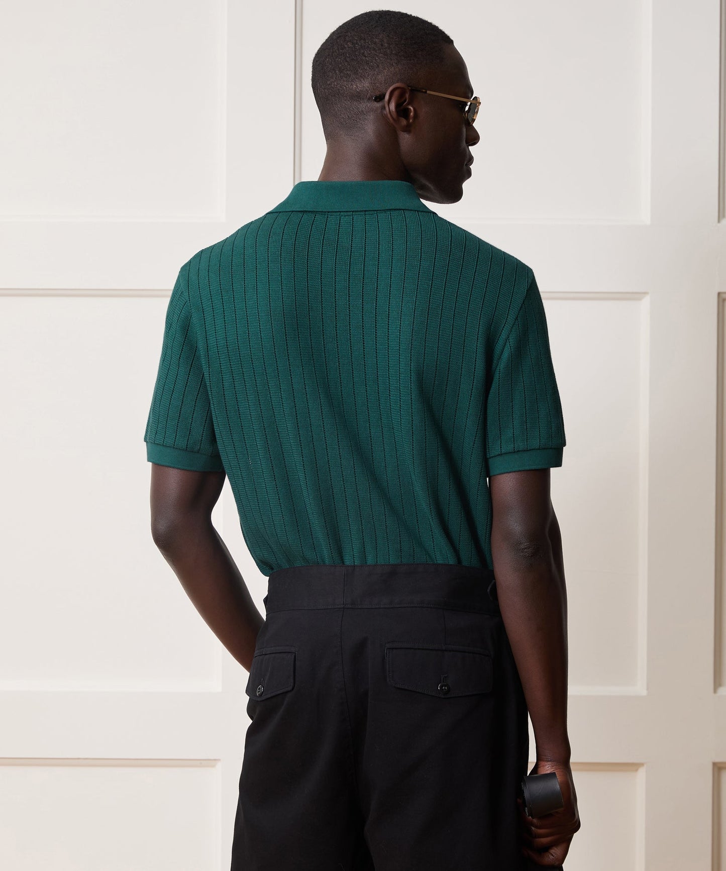 Todd Snyder Hemingway Polo in Teal Noir Teal Noir