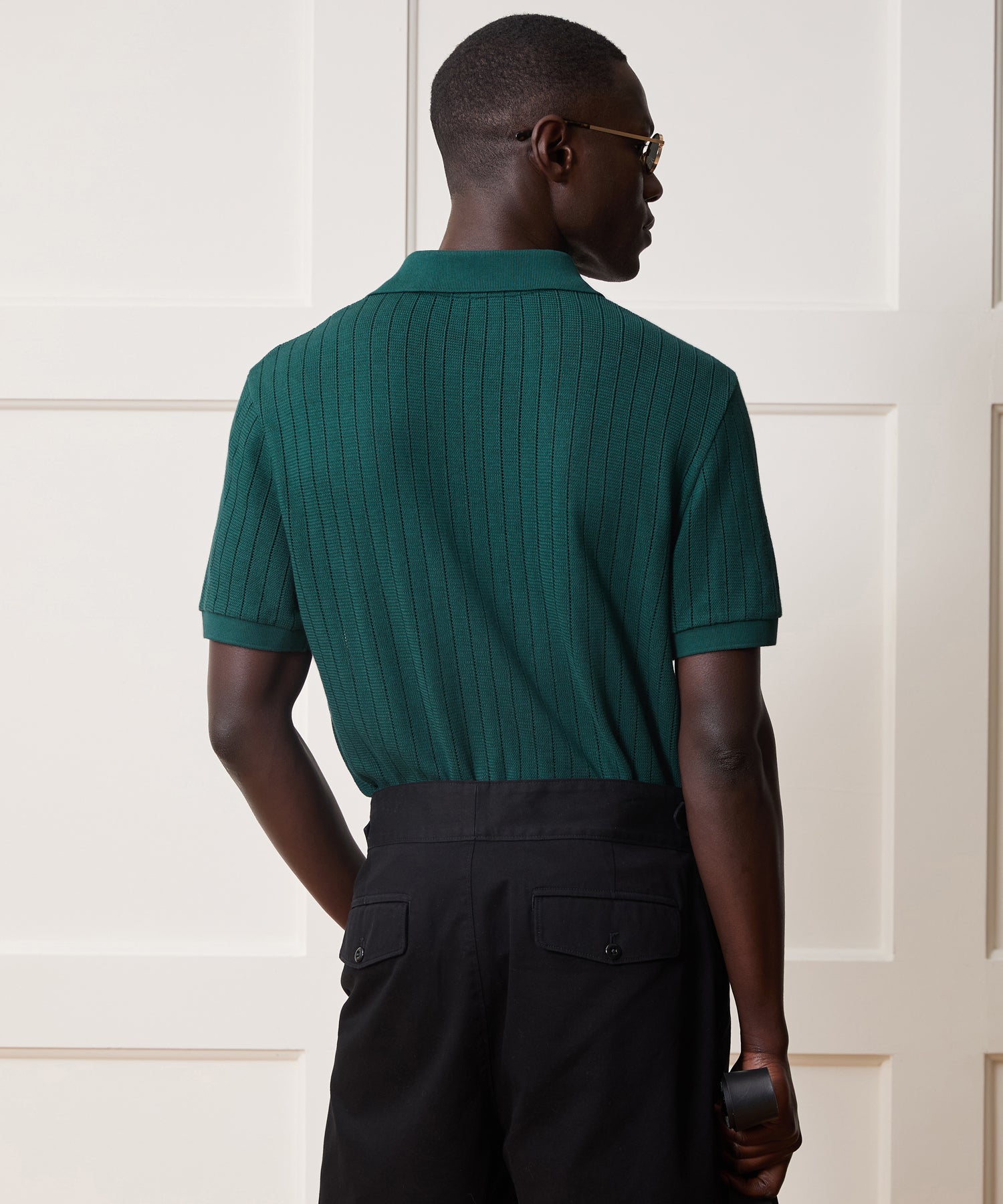 Todd Snyder Hemingway Polo in Teal Noir Teal Noir