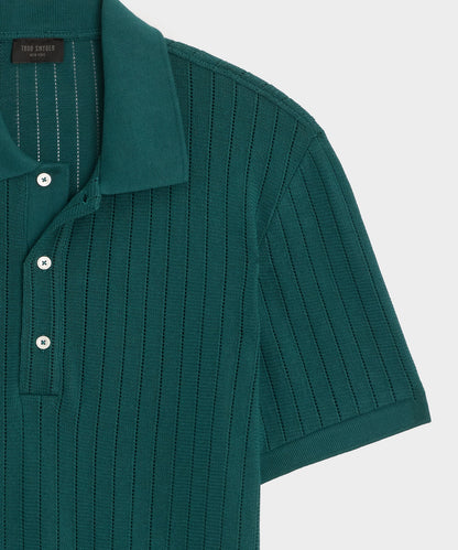 Todd Snyder Hemingway Polo in Teal Noir Teal Noir