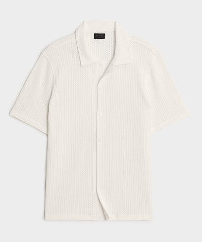 Todd Snyder Portuguese Knit Shirt in Ivory Pattern Ivory