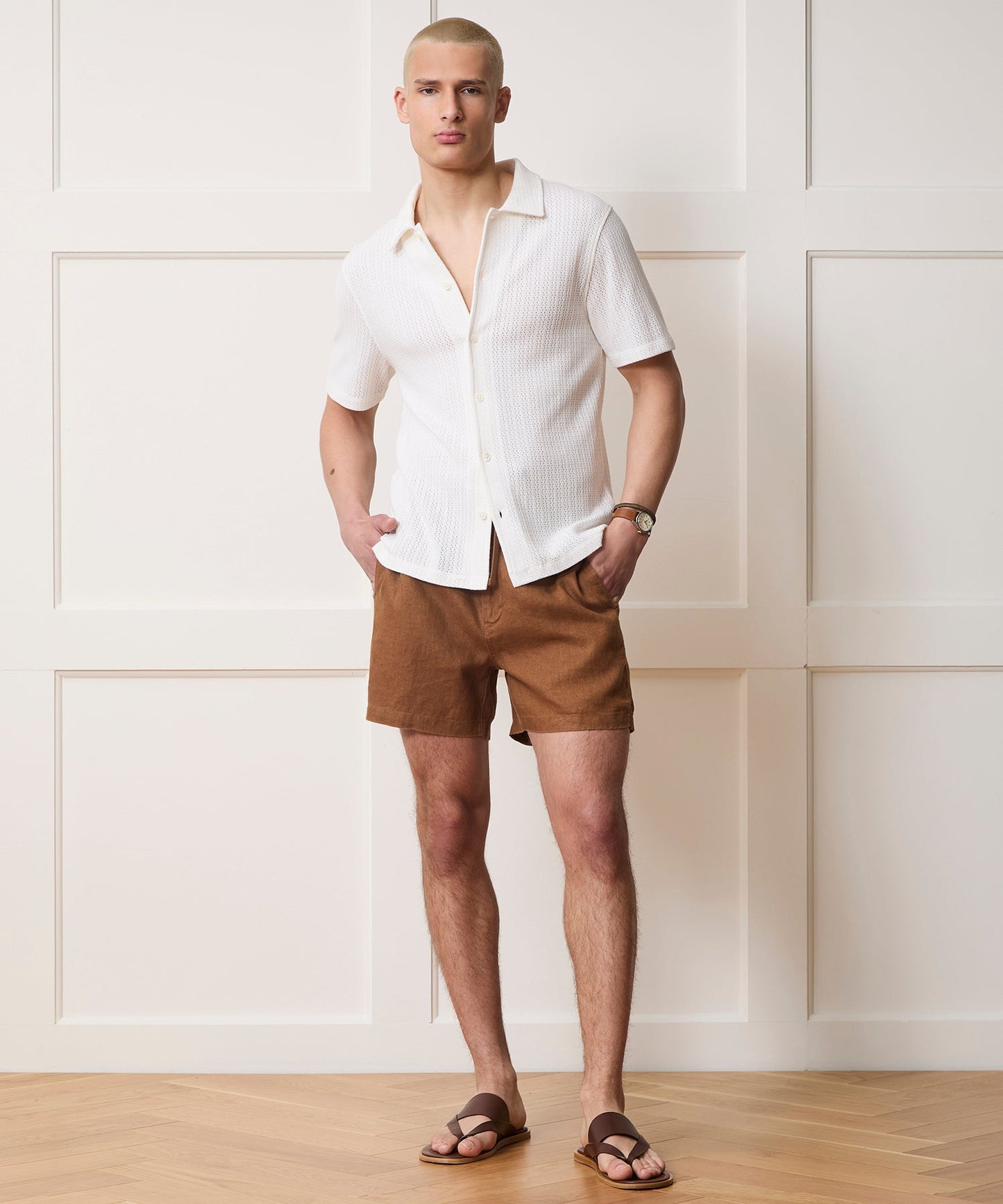 Todd Snyder Portuguese Knit Shirt in Ivory Pattern Ivory
