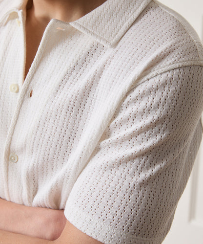 Todd Snyder Portuguese Knit Shirt in Ivory Pattern Ivory