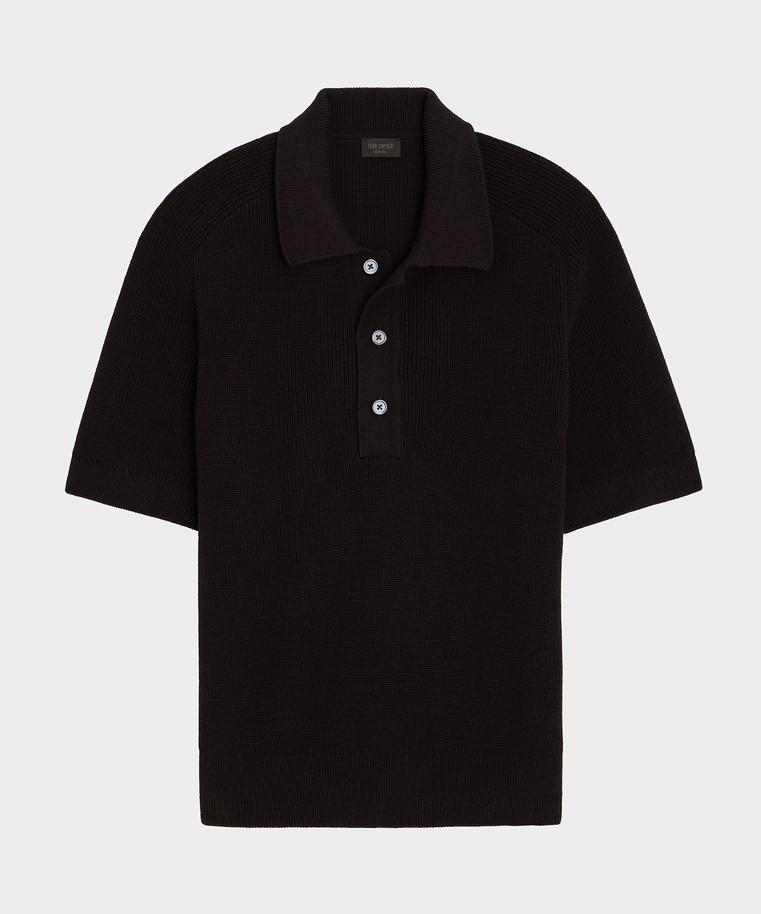 Todd Snyder Beechwood Sweater Polo in Caviar Caviar
