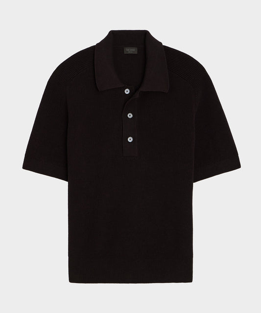 Todd Snyder Beechwood Sweater Polo in Caviar Caviar