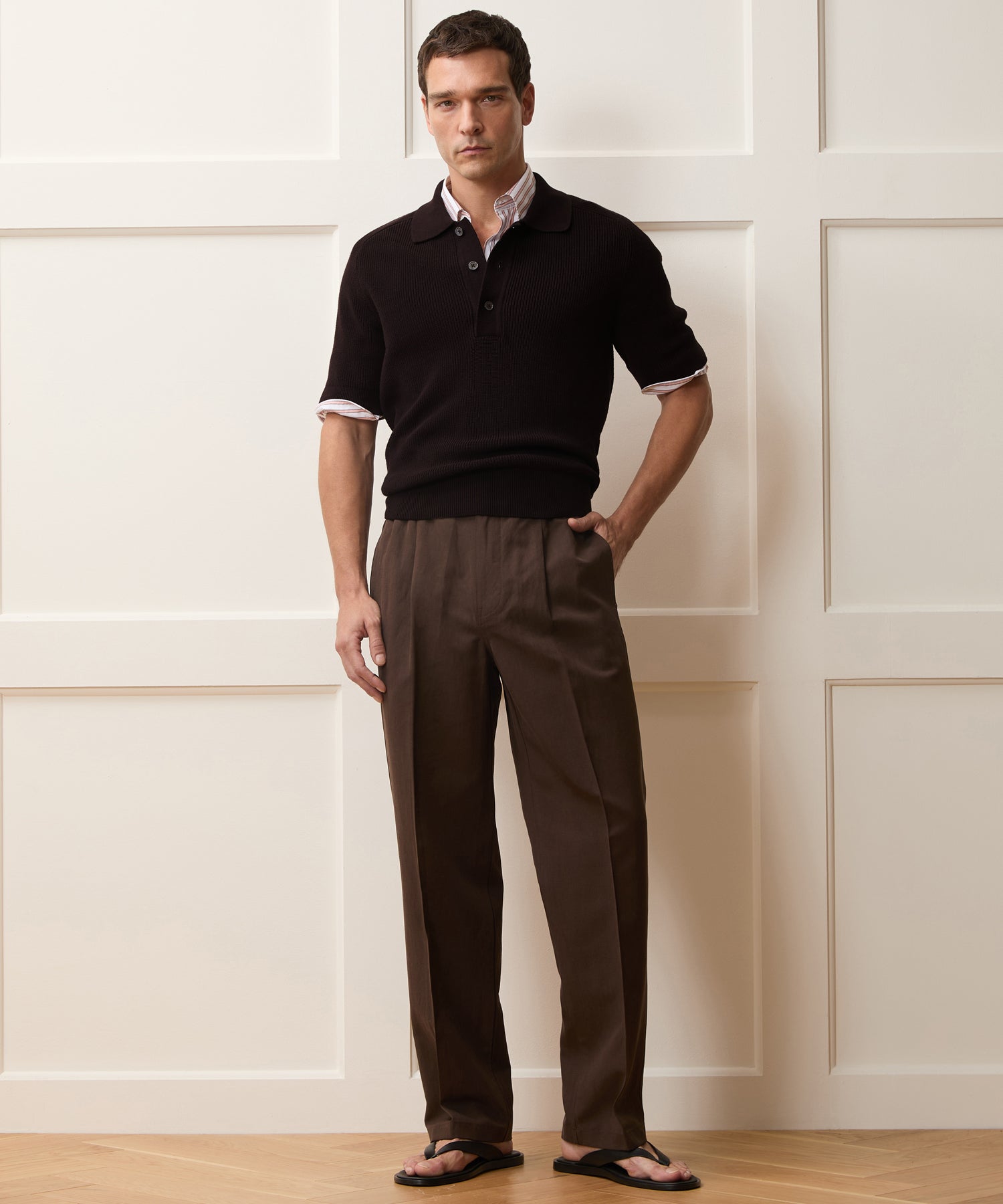 Todd Snyder Beechwood Sweater Polo in Caviar Caviar