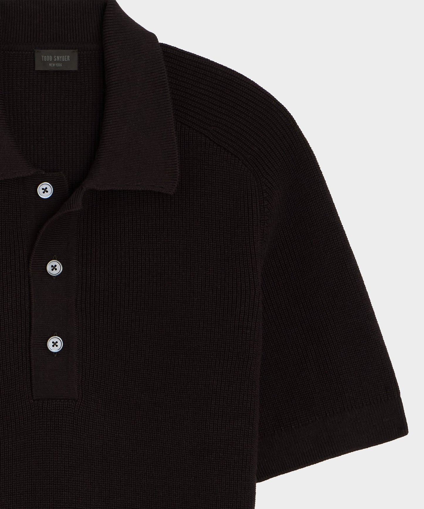 Todd Snyder Beechwood Sweater Polo in Caviar Caviar