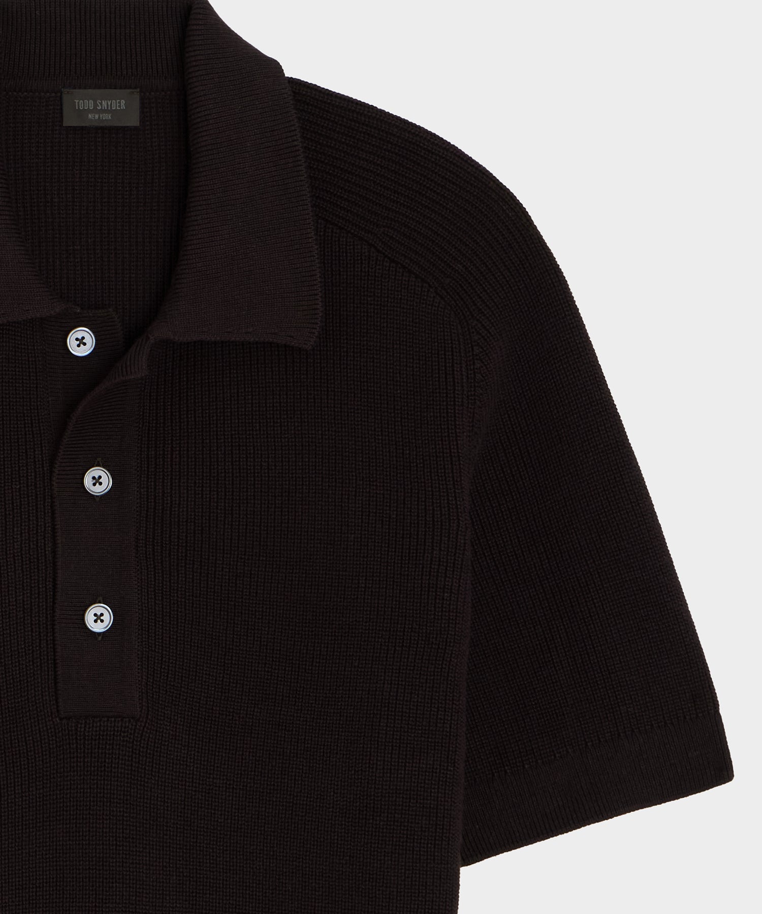 Todd Snyder Beechwood Sweater Polo in Caviar Caviar