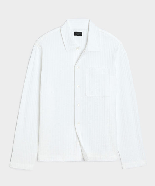 Todd Snyder Knit Seersucker Shirt in Alabaster Alabaster