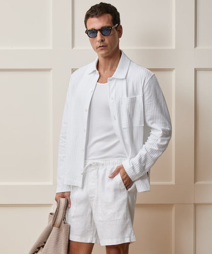 Todd Snyder Knit Seersucker Shirt in Alabaster Alabaster