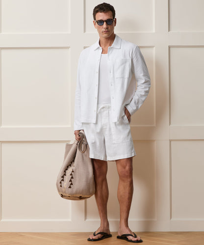 Todd Snyder Knit Seersucker Shirt in Alabaster Alabaster