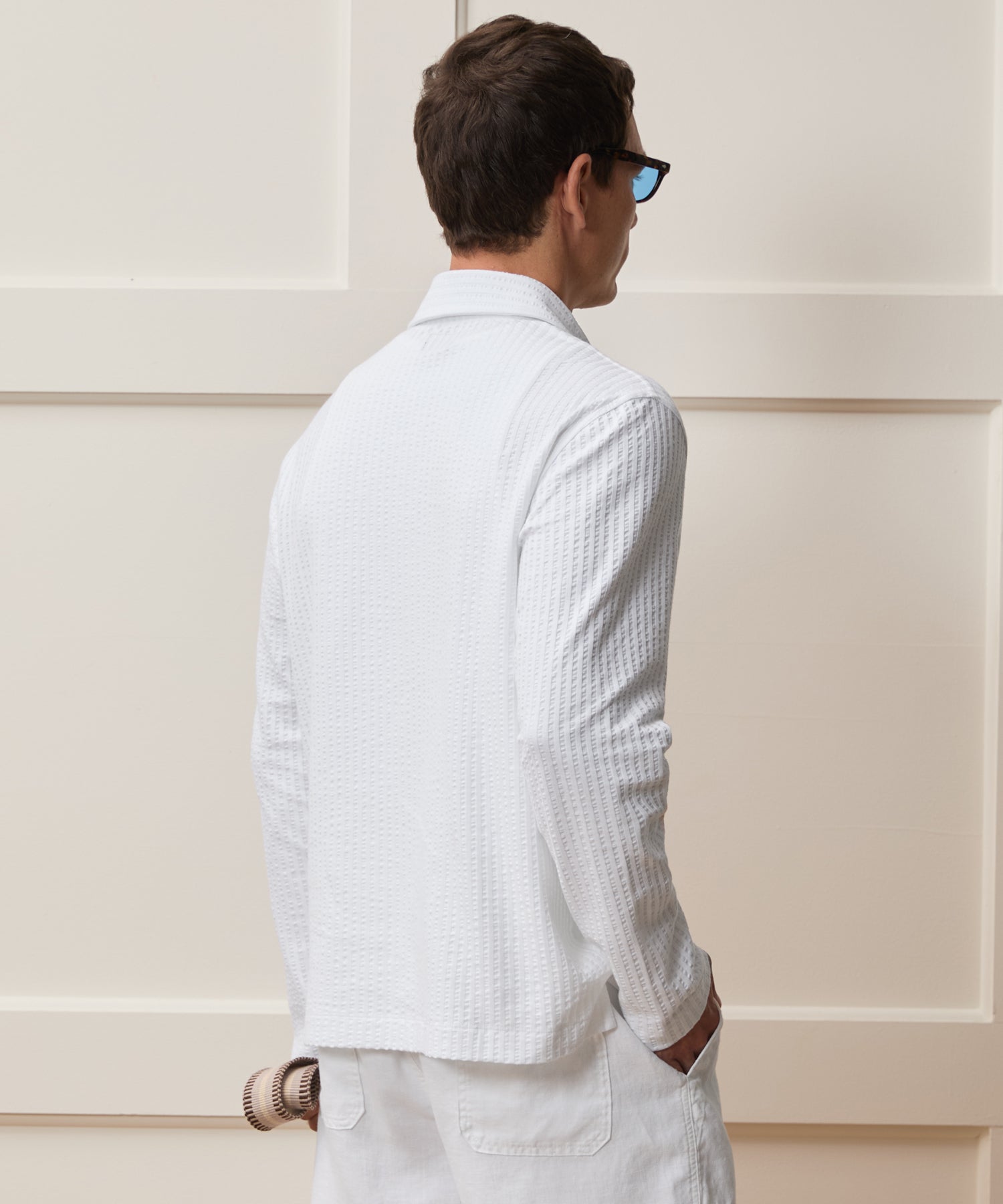 Todd Snyder Knit Seersucker Shirt in Alabaster Alabaster
