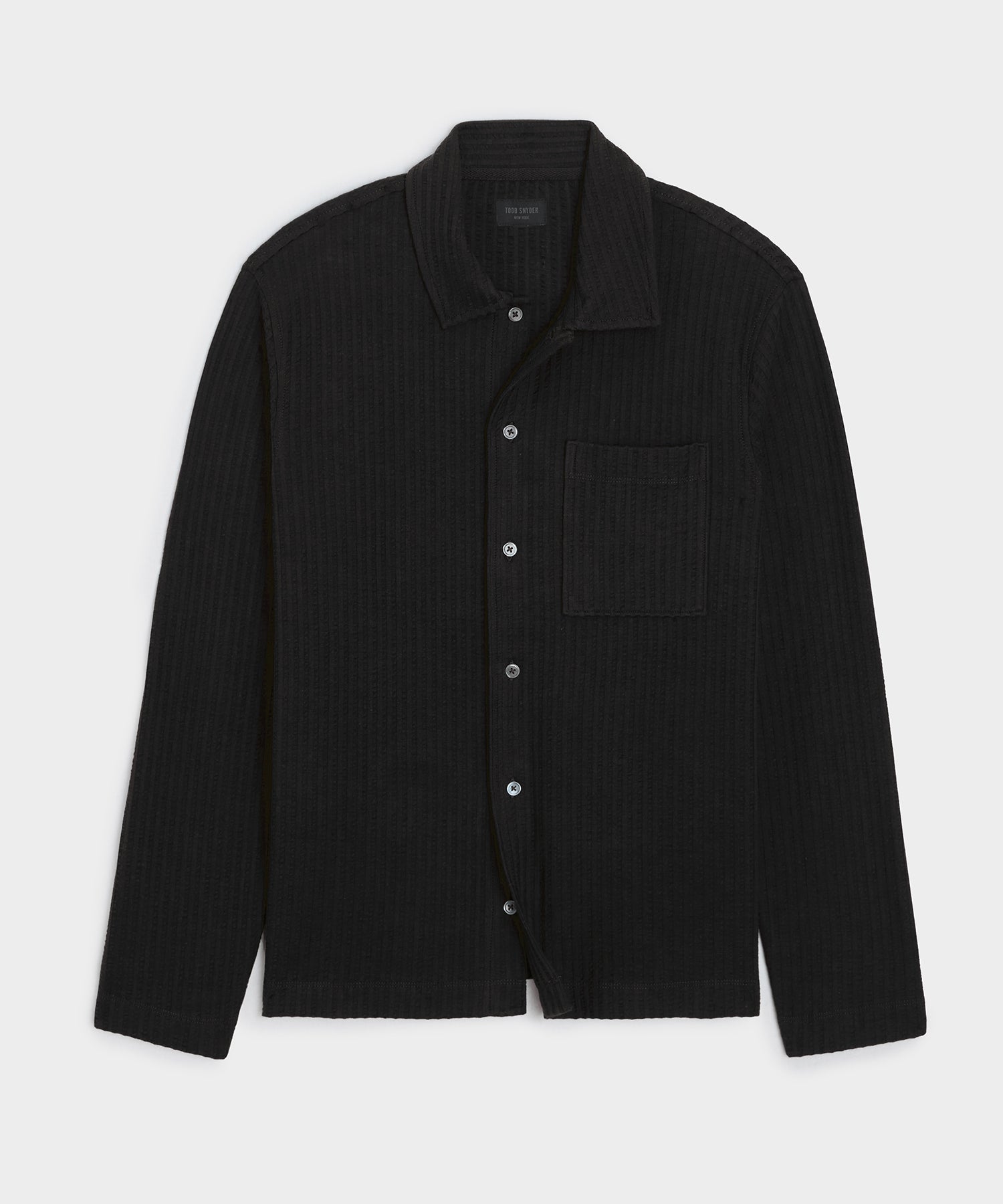 Todd Snyder Knit Seersucker Shirt in Black Black