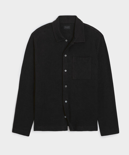 Todd Snyder Knit Seersucker Shirt in Black Black