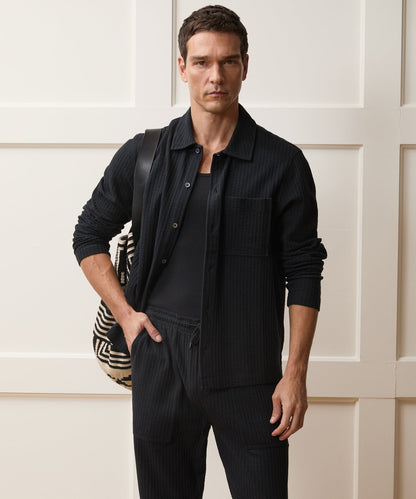 Todd Snyder Knit Seersucker Shirt in Black Black