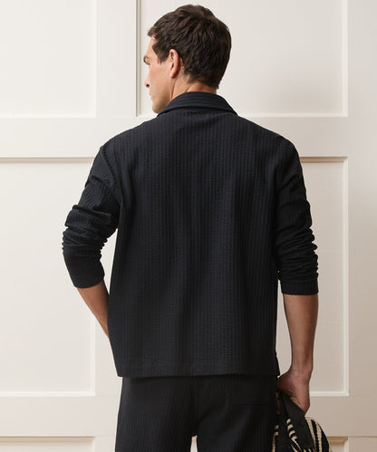 Todd Snyder Knit Seersucker Shirt in Black Black