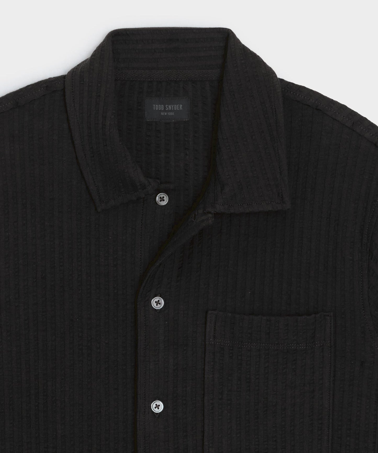 Todd Snyder Knit Seersucker Shirt in Black Black