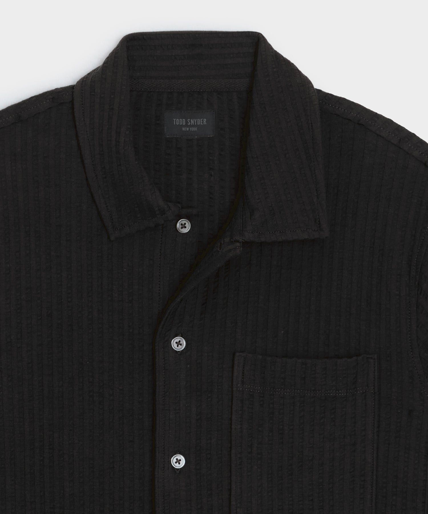 Todd Snyder Knit Seersucker Shirt in Black Black