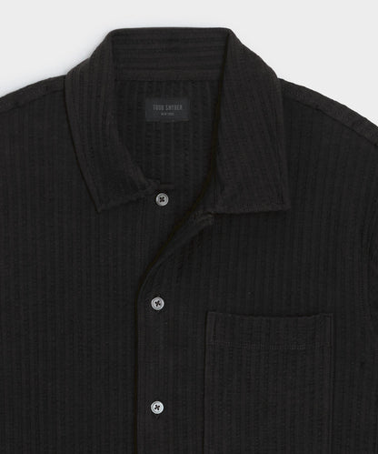 Todd Snyder Knit Seersucker Shirt in Black Black