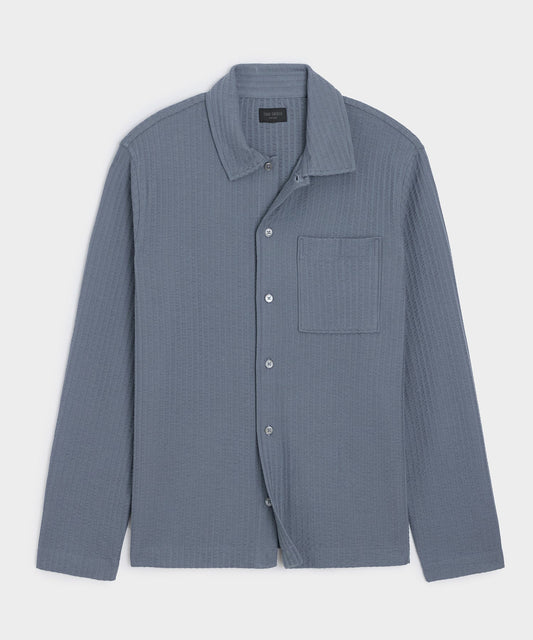 Todd Snyder Knit Seersucker Shirt in Deep Springs Deep Springs