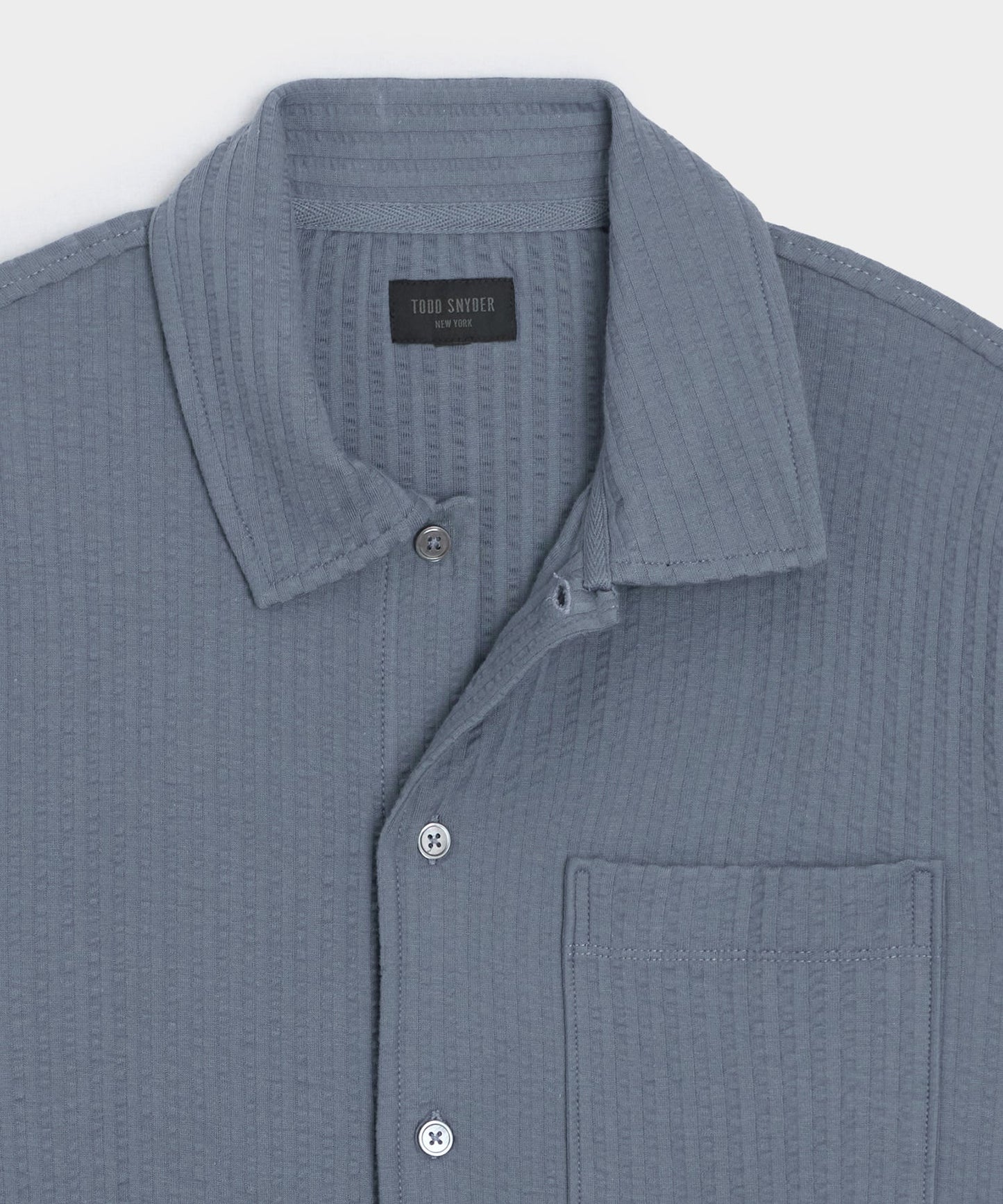 Todd Snyder Knit Seersucker Shirt in Deep Springs Deep Springs