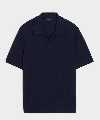 Todd Snyder Silk-Cashmere Montauk Sweater Polo in Navy Navy