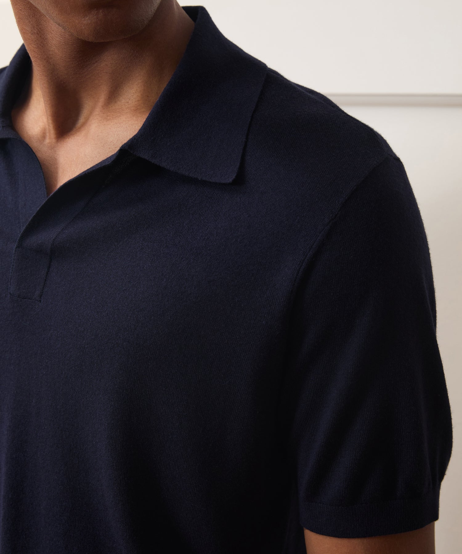 Todd Snyder Silk-Cashmere Montauk Sweater Polo in Navy Navy