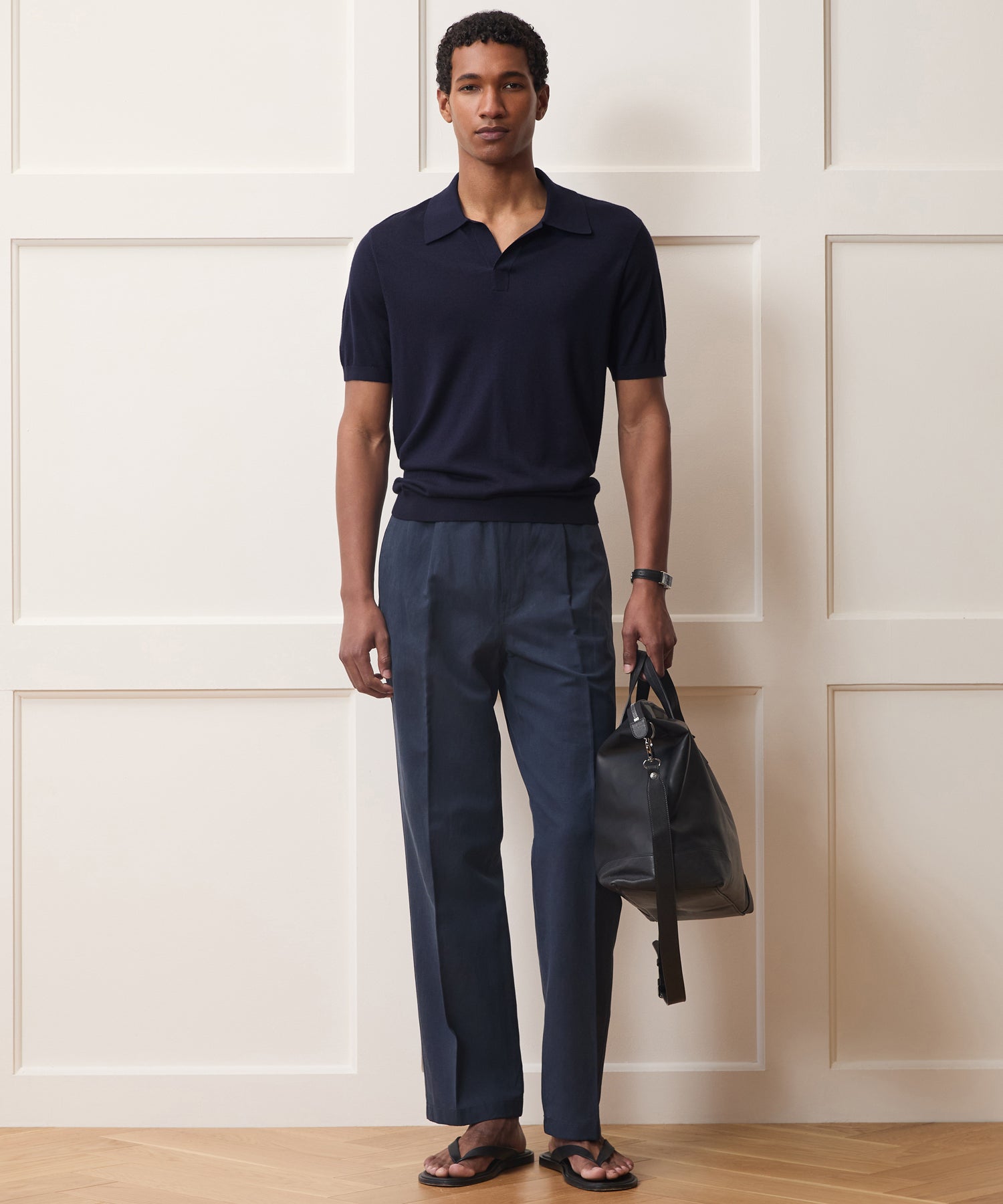 Todd Snyder Silk-Cashmere Montauk Sweater Polo in Navy Navy
