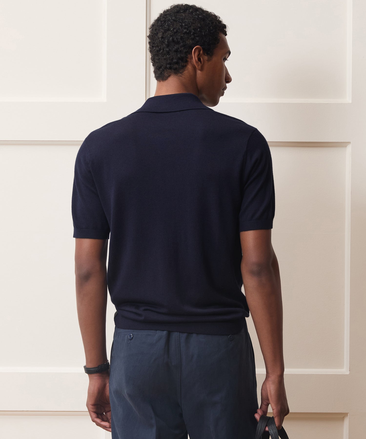Todd Snyder Silk-Cashmere Montauk Sweater Polo in Navy Navy