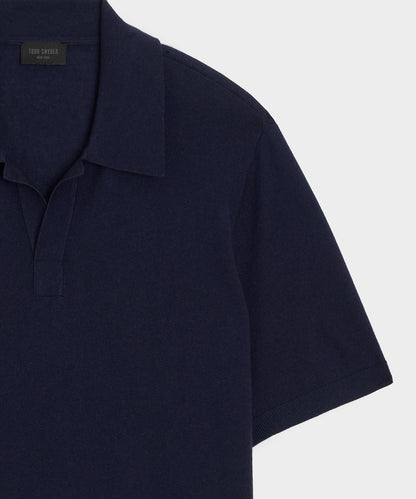 Todd Snyder Silk-Cashmere Montauk Sweater Polo in Navy Navy