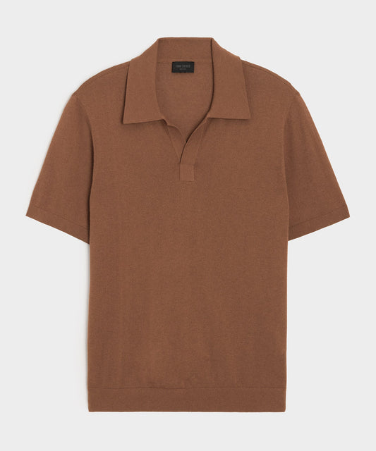 Todd Snyder Silk-Cashmere Montauk Sweater Polo in Weathered Oak Weathered Oak